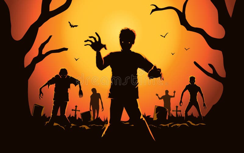 Zombi que sale de sepulcro stock de ilustración Zombi que sale de sepulcro stock de ilustración