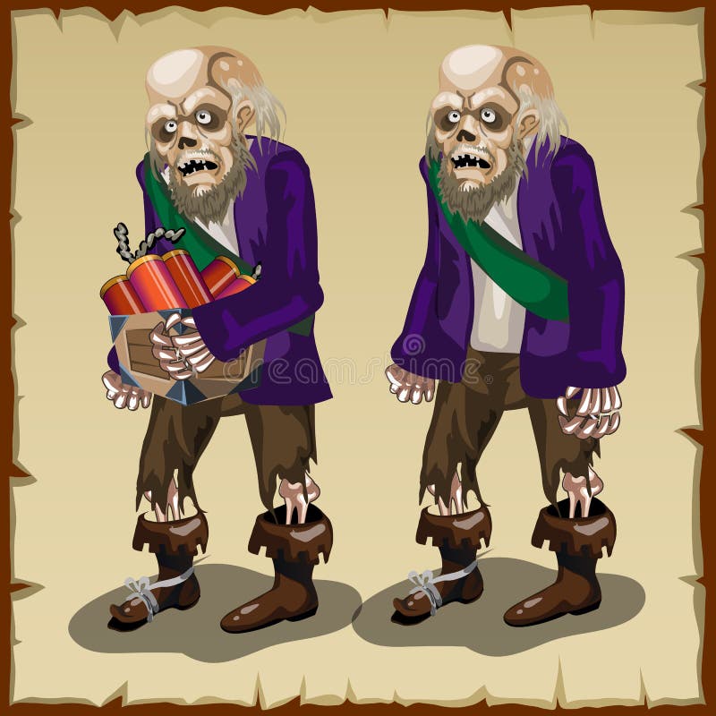 Zombie con dinamite, personaggio dei cartoni animati per royalty illustrazione gratis Zombie con dinamite, personaggio dei cartoni animati per royalty illustrazione gratis