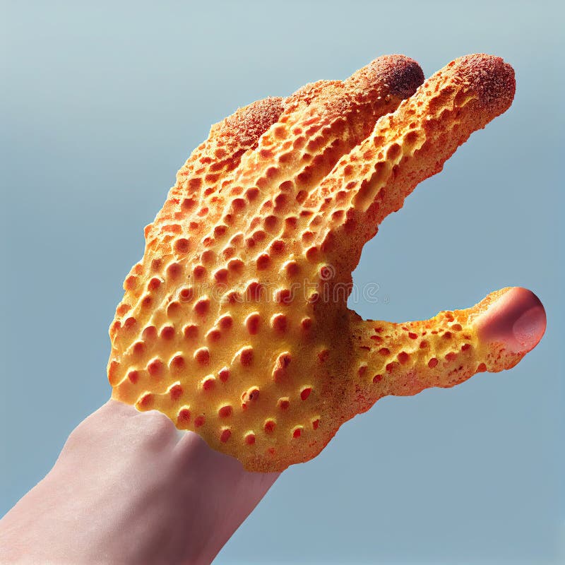Zombie Hand with Many Small Holes, Deformed Fingers, Fungal Infection, Trypophobia Generative AI