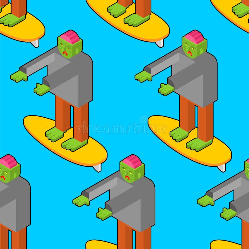 Surfer Monster on the Beach Stock Vector - Illustration of drawing