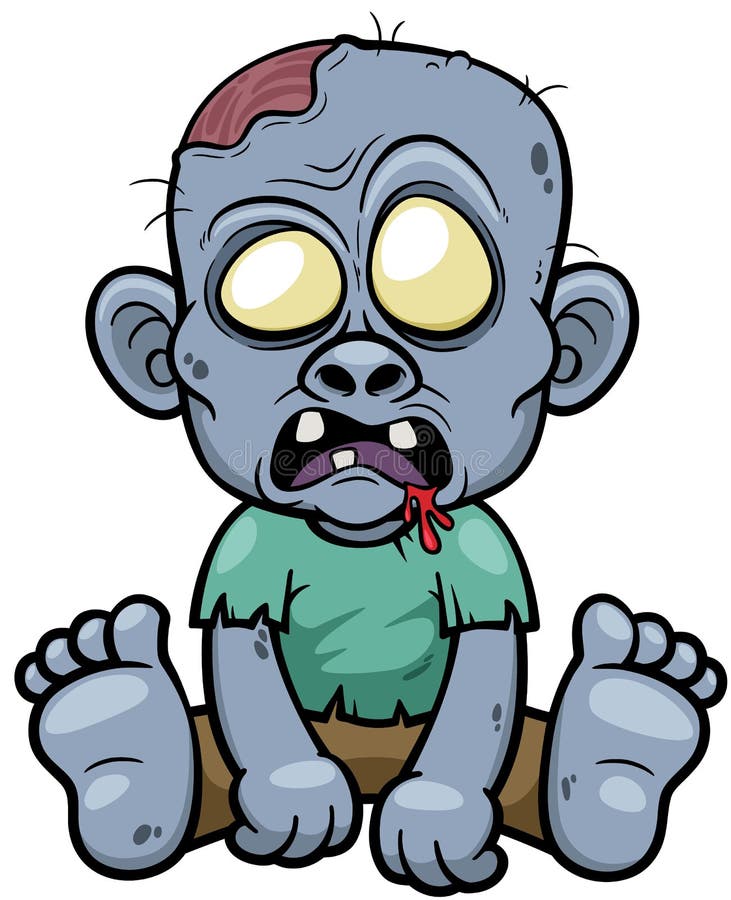 Cute green cartoon zombie stock illustration. Illustration of zombie 24441663