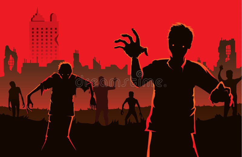 Zombie walking out from abandoned city. royalty free illustration Zombie walking out from abandoned city. royalty free illustration