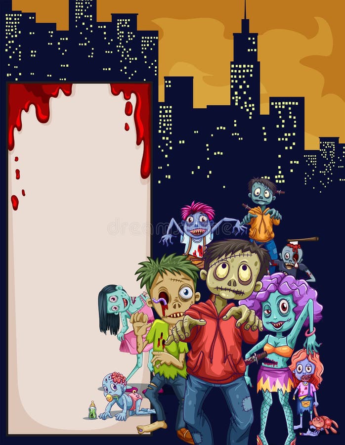 Zombies in the city stock vector. Illustration of horror - 62879152