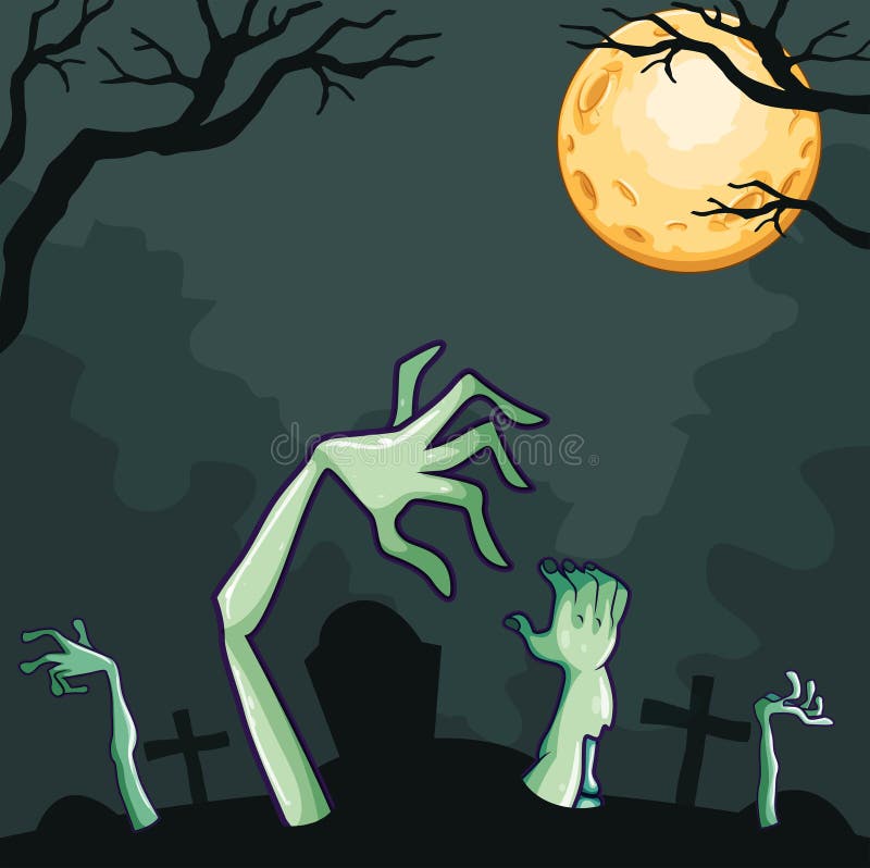 Creepy zombies in a forest stock vector. Illustration of scary - 78891198
