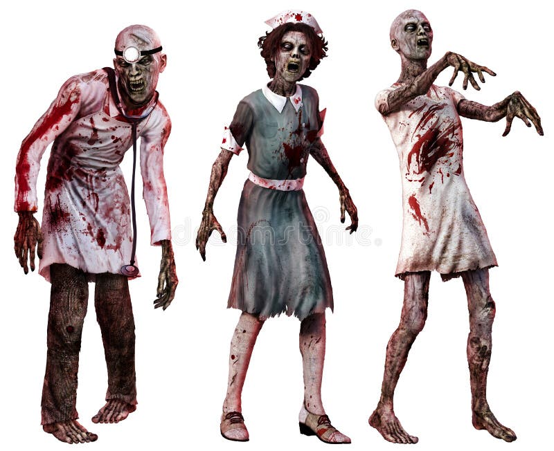 Zombis na roupa do hospital ilustração royalty free Zombis na roupa do hospital ilustração royalty free