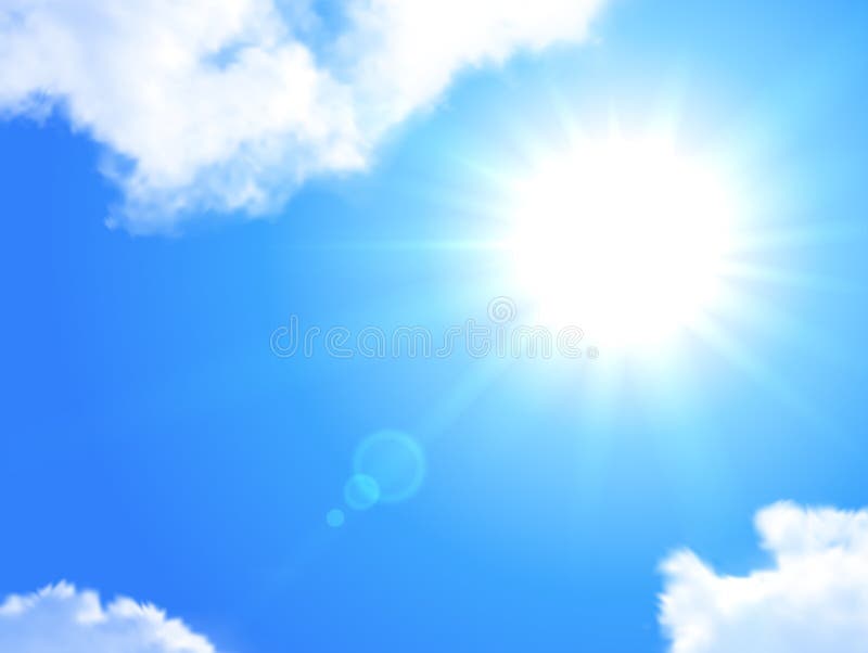 Zon en hemel realistische achtergrond stock illustratie Zon en hemel realistische achtergrond stock illustratie