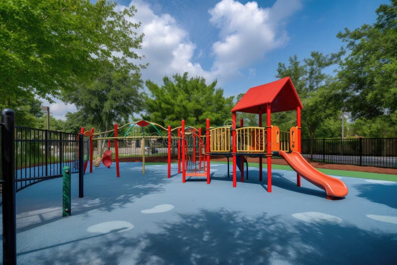 playground with swings, slides, and jungle gyms for children, created with generative ai. playground with swings, slides, and jungle gyms for children, created with generative ai