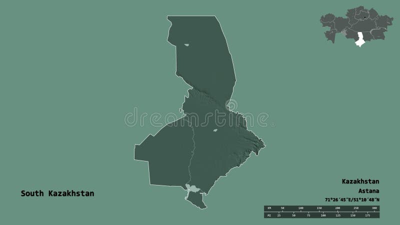 Zona de kazajstán del sur de kazajistán. administrativo ilustración del vector