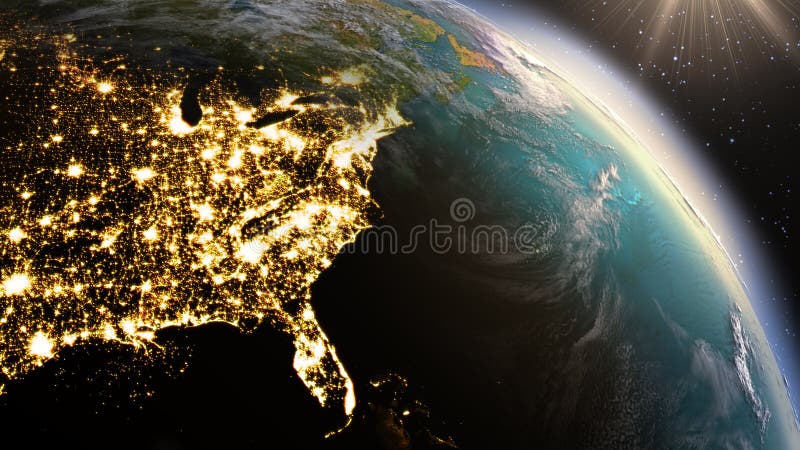 Zona de Norteamérica de la tierra del planeta usando la NASA de las imágenes de satélite imágenes de archivo libres de regalías