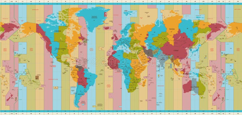 Zonas Horarias Detalladas Del Estándar Del Mapa Del Mundo Ilustración del  Vector - Ilustración de escandinavia, grande: 85994761