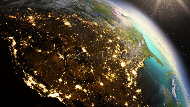 Zone de l'Amérique du Nord de la terre de planète utilisant la NASA d'imagerie satellitaire
