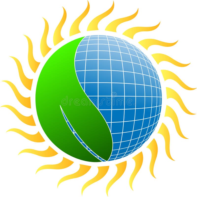Zonenergie met blad stock illustratie Zonenergie met blad stock illustratie