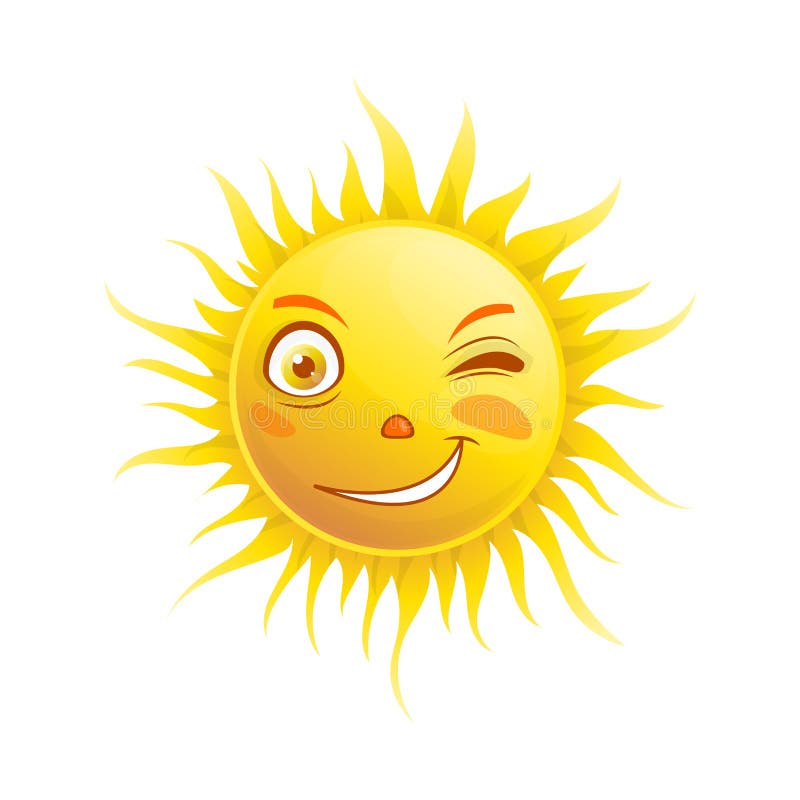 Zonglimlach het knipogen van het emojigezicht van de beeldverhaal emoticon zomer het vectorpictogram royalty-vrije illustratie Zonglimlach het knipogen van het emojigezicht van de beeldverhaal emoticon zomer het vectorpictogram royalty-vrije illustratie