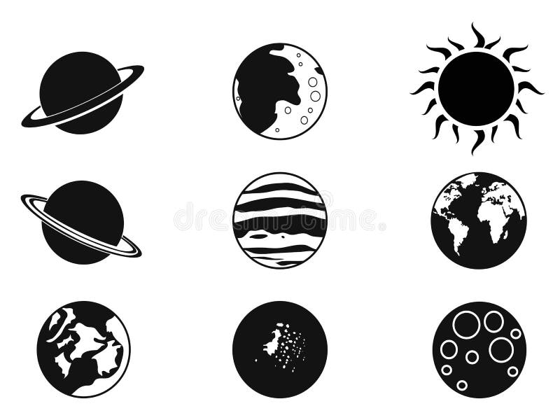 Zonneplaneet pictogrammen stock illustratie