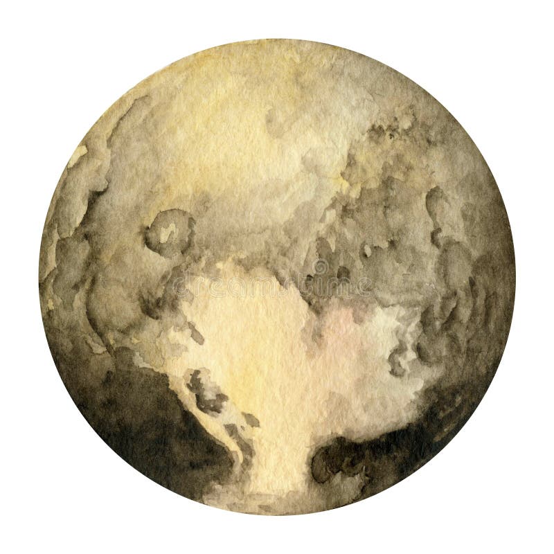 Zonnestelselplaneten - Pluto De illustratie van de waterverf stock illustratie Zonnestelselplaneten - Pluto De illustratie van de waterverf stock illustratie
