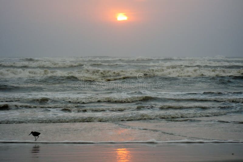 Zonsondergang in het Eiland van de Aalmoezenier van het Zuiden, Texas stock foto Zonsondergang in het Eiland van de Aalmoezenier van het Zuiden, Texas stock foto