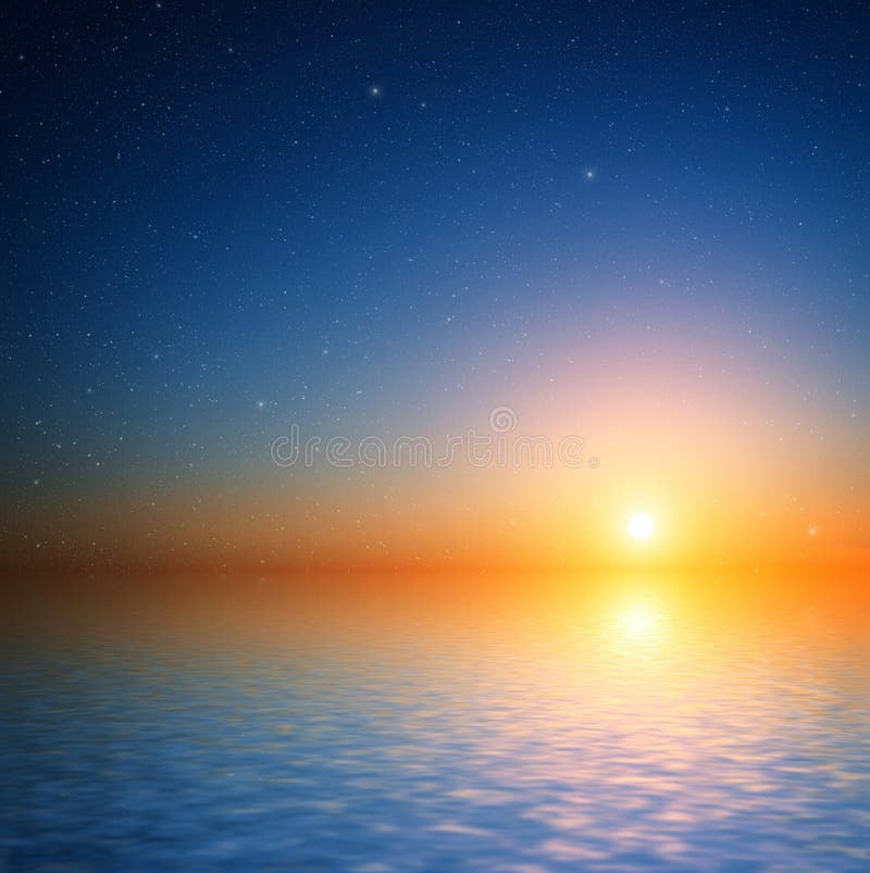 Zonsonderganghemel met sterren. stock afbeeldingen Zonsonderganghemel met sterren. stock afbeeldingen