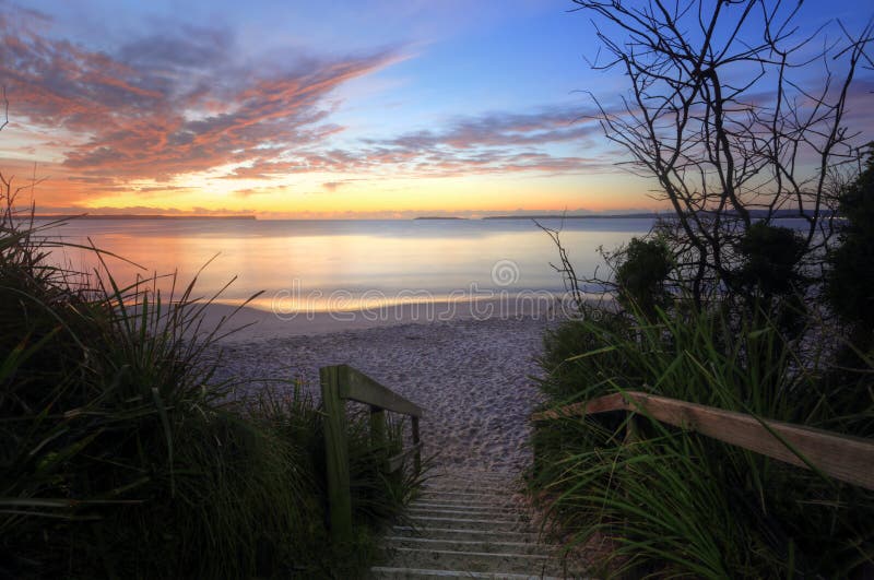 Zonsopgang Nelson Beach Jervis Bay Australia stock foto's Zonsopgang Nelson Beach Jervis Bay Australia stock foto's
