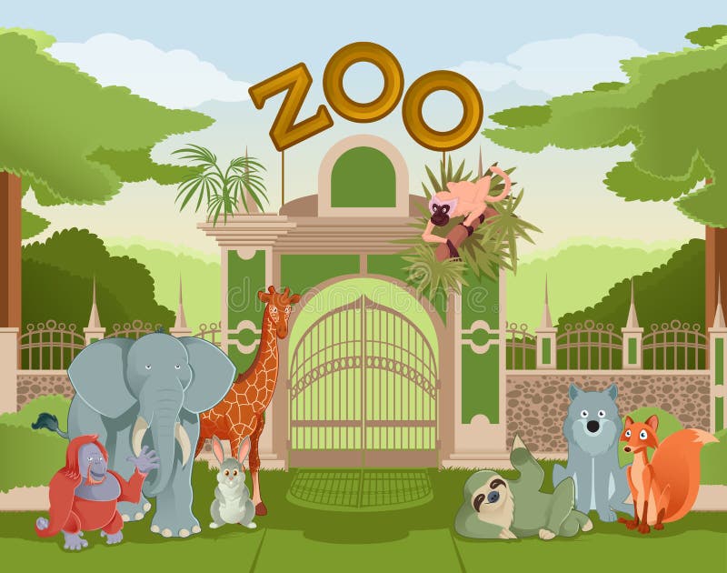 Zoo gate with animals 3 stock vector. Illustration of entrance - 57686333 Zoo gate with animals 3 stock vector. Illustration of entrance - 57686333