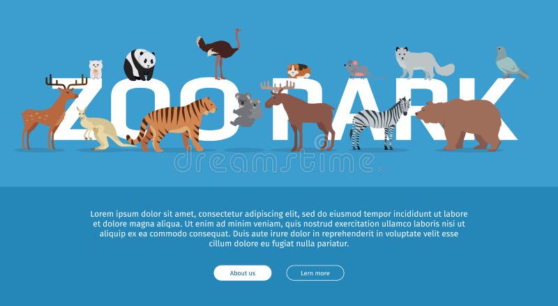 Zoo Park Banner. Website Template Stock Vector - Illustration of graphic,  character: 79157488