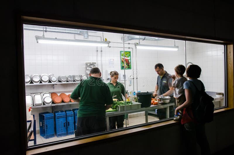 Zoo workers preparing meals for the animals at Berlin Zoo