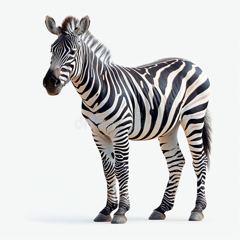 Zoo zebra auf weißem isoliertem Hintergrund ai generiertes Bild stock abbildung
