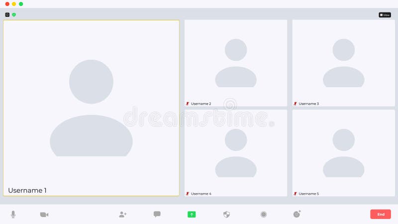 Zoom Interface Video Call Template Meeting App Flat Vector UI