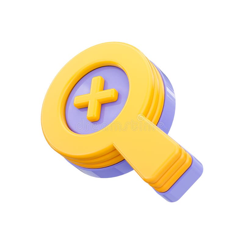 Zoom in Magnifying Glass icon 3d render concept for application sine symbol on white background. Application sine illustrations