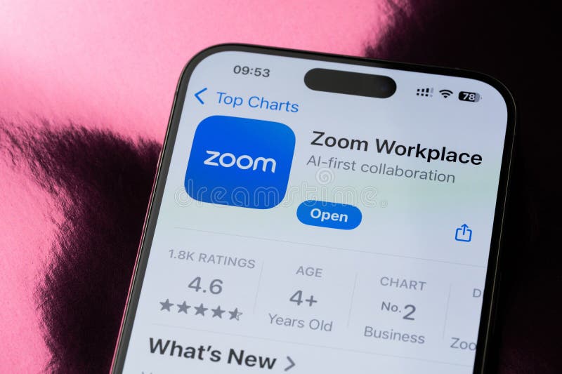 Zoom mobile application ranking stock images
