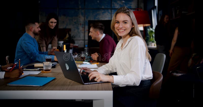 Beautiful Caucasian Female Leader Smiling At Camera Close