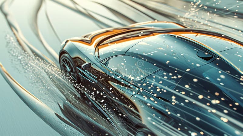 A zoomedin view of the wind hitting the windshield and creating small eddies as it flows over and around the car royalty free stock photo