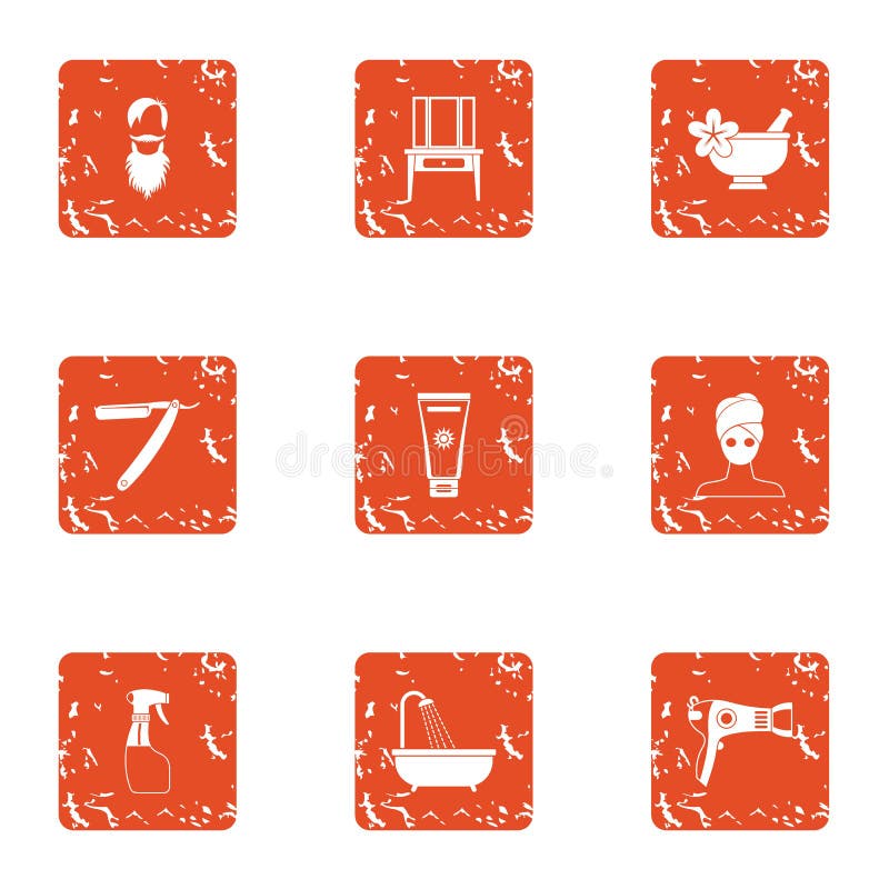 Zorg van geplaatste haarpictogrammen, grunge stijl royalty-vrije illustratie Zorg van geplaatste haarpictogrammen, grunge stijl royalty-vrije illustratie