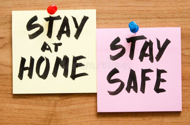 Zostań w domu i bądź bezpieczny. samodizolowanie i kwarantanna kampania na rzecz ochrony siebie i ratowania życia. ręcznie.