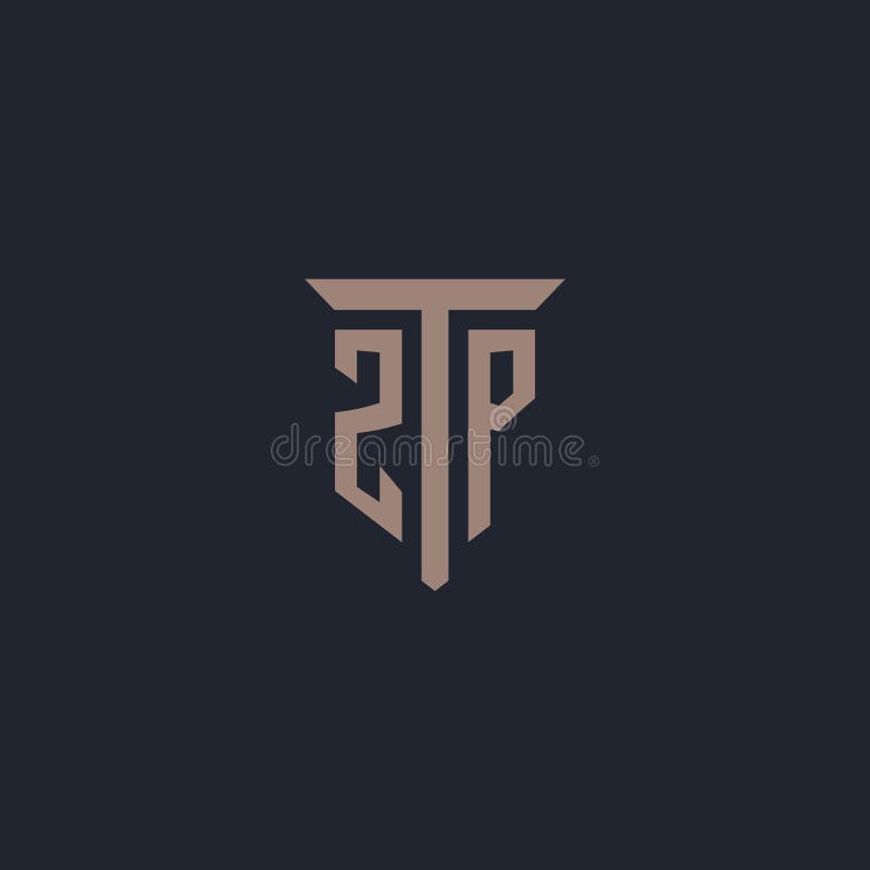 ZP initial logo monogram with pillar icon design royalty free illustration