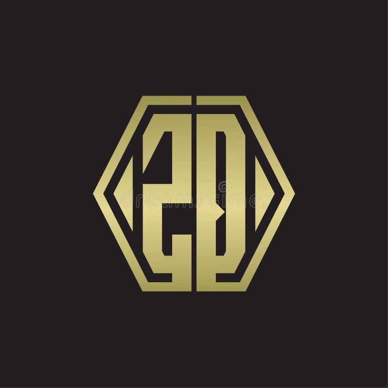 Zq Logo Monogram With Hexagon Line Rounded Design Template With Gold