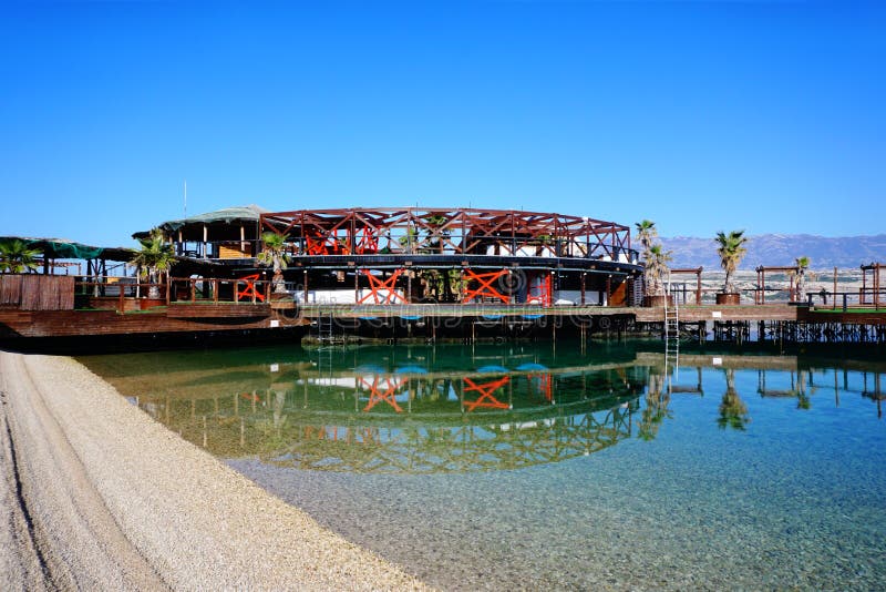 Zrce beach and empty Noa club on the beach without tourist and dancers