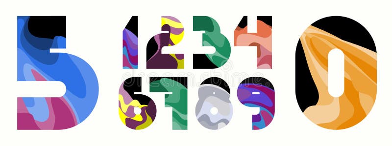 ZRYCH五颜六色的波浪数字 皇族释放例证 ZRYCH五颜六色的波浪数字 皇族释放例证