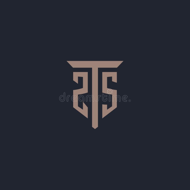 ZS initial logo monogram with pillar icon design vector illustration