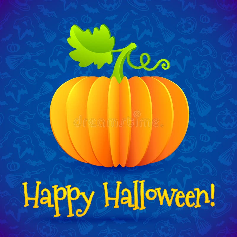 Zucca di carta arancio luminosa di vettore di Halloween illustrazione di stock Zucca di carta arancio luminosa di vettore di Halloween illustrazione di stock