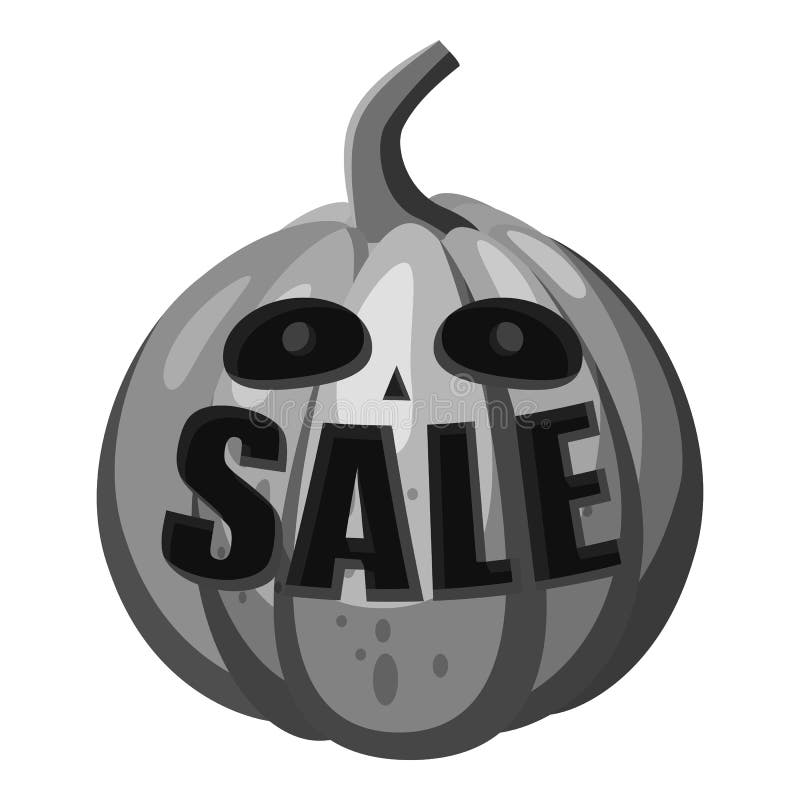 Zucca spaventosa con l'icona dell'iscrizione di vendita illustrazione di stock Zucca spaventosa con l'icona dell'iscrizione di vendita illustrazione di stock