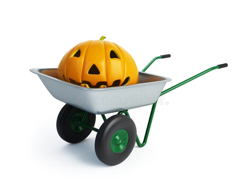 Zucche di Halloween della carriola illustrazione vettoriale Zucche di Halloween della carriola illustrazione vettoriale
