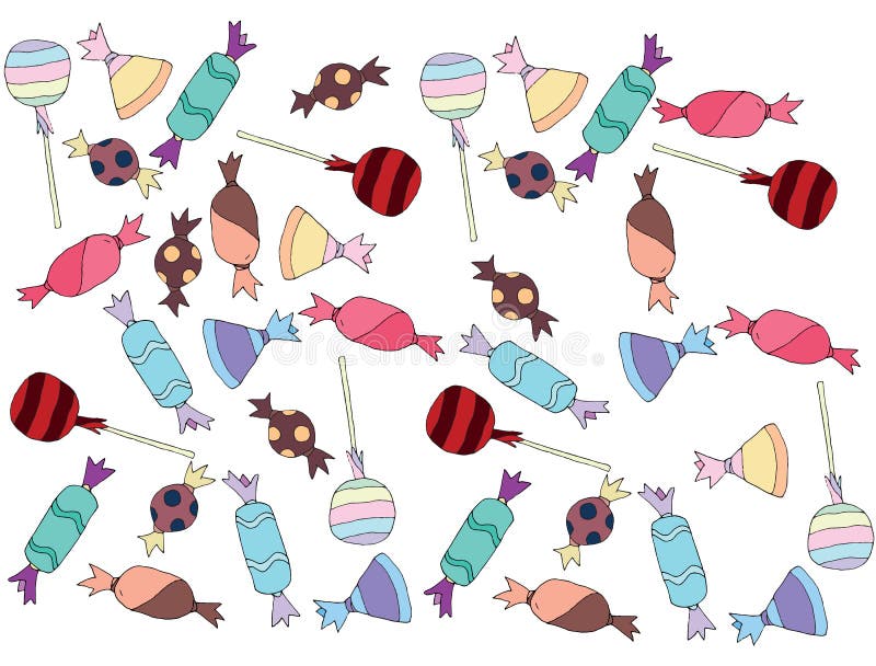 Zucchero dolce del caramello del lolipop della caramella di scarabocchio dell'insieme di arte colorato fumetto illustrazione di stock Zucchero dolce del caramello del lolipop della caramella di scarabocchio dell'insieme di arte colorato fumetto illustrazione di stock