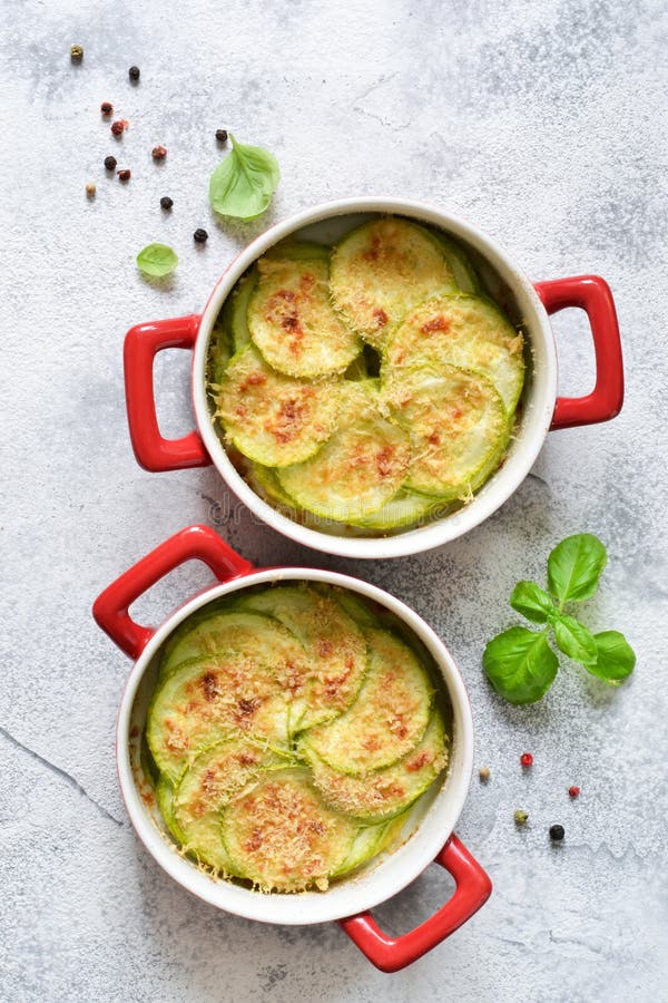 Zucchini Casserole with Cheese and Bechamel Sauce. View from Above