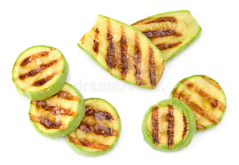 Zucchini, gegrillt, auf weißem Hintergrund isoliert. Abklingweg vektor abbildung