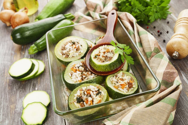 Zucchini with Meat and Rice Stock Image Image of closeup, vegetable