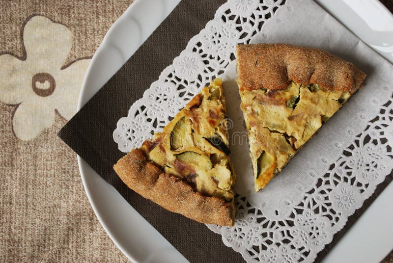 Zucchini and onion tart stock photo. Image of piece, savory 29300278