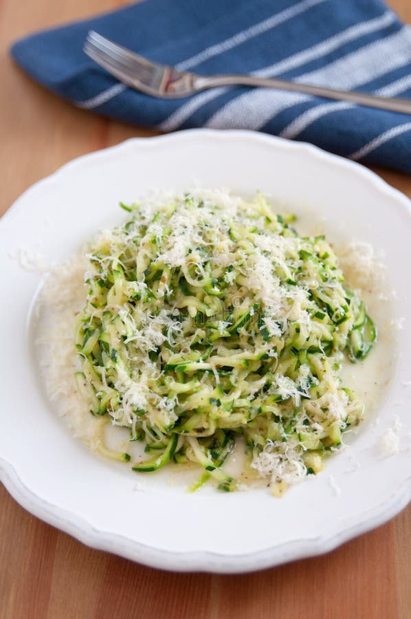 Zucchini Pasta with pesto stock photo. Image of closeup 38452266
