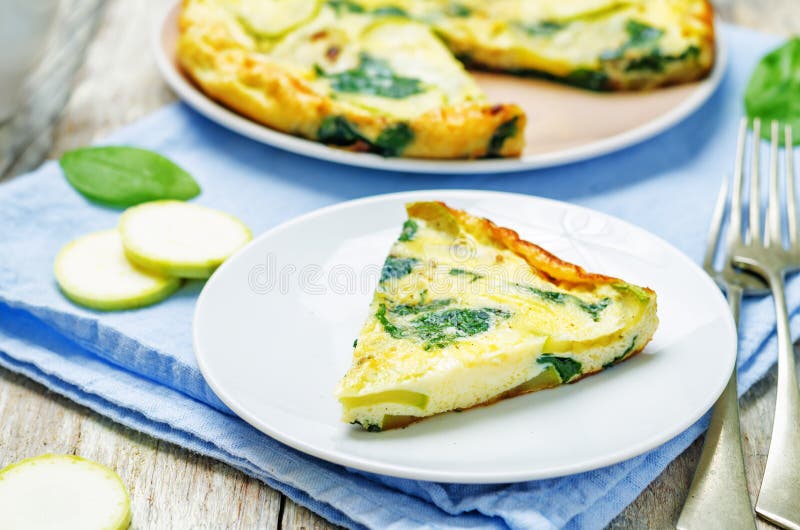 Zucchini Spinach frittata stock image. Image of tasty 74020091