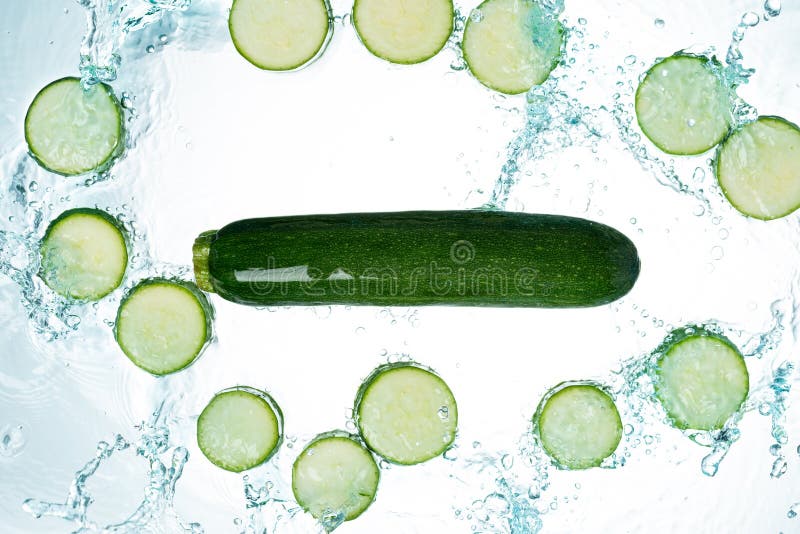 Zucchini Water Splash stock image. Image of aqua, liquid 133981807