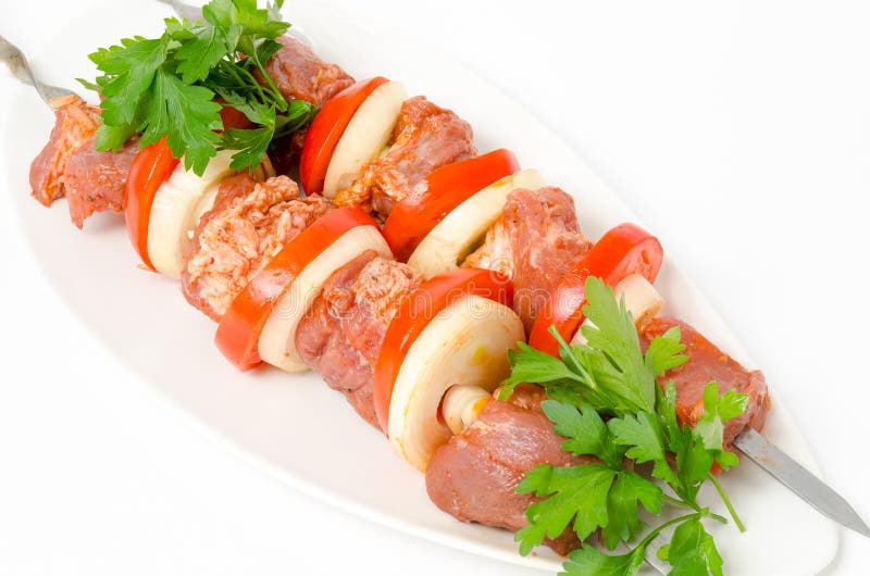 Zugebereitete Nahrung für shish kebab stockbild
